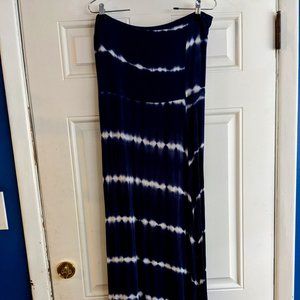 Frumos tie-dye maxi skirt navy spandex casual L